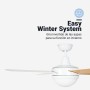 UNIVERSALBLUE Ventilador de techo con luz LED | Aspas reversibles inox y blanco | Ventilador silencioso con Motor AC | Mando a