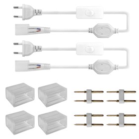 BAGZY 1,5M/59 pulgadas 2 cables de alimentación LED, para tira de neón LED conectable de extremo a extremo de 220-240 V, incluye