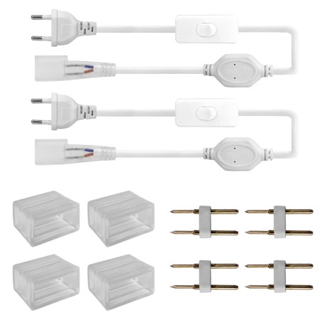 BAGZY 1,5M/59 pulgadas 2 cables de alimentación LED, para tira de neón LED conectable de extremo a extremo de 220-240 V, incluye
