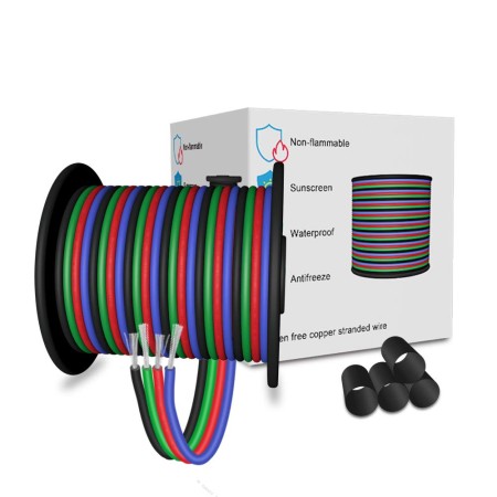 LEADTOPS 22AWG 4x0,32mm² 4pin 10 M LED Eléctrico RGB Cable 22 Calibre Cable de Extensión de Conductor Cable de Línea para RGB