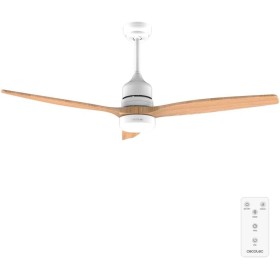 Cecotec Ventilador de Techo con Luz EnergySilence Aero 5275 LightWood. 40W y 52", Motor DC, Mando a distancia, Luz LED doble