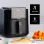 Taurus Amazing - Freidora de aire sin aceite AF1701D, Cestillo 5,5L, 8 programas, Pantalla táctil, Timer, Hasta 200 grados C,