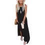 AUSELILY Vestidos Largos Mujer Verano Maxi Sin Mangas Informal Vestido de Playa con Bolsillos