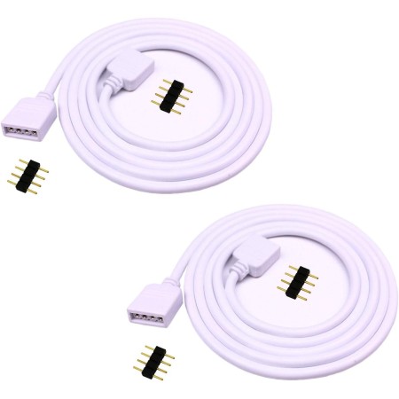 LitaElek 2pcs 2.5m Cable Alargador Tira LED RGB LED Strip Extension Cable 4 Pines Cable Extensión Cinta LED Extensor Cable Banda