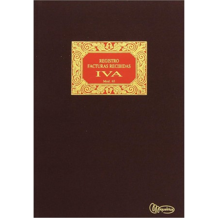 Miquelrius - Libro de Contabilidad, Clase R, Folio Natural 215 x 315 mm, Rayado Facturas Recibidas (I.V.A.), 100 Hojas de 102