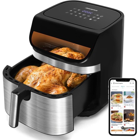 Aigostar Freidora de Aire XXL 8.8L Air Fryer 2200W, Doble Resistencia, 55% Menos Energía, Air Fryer con 13 Programas, Acero Inox
