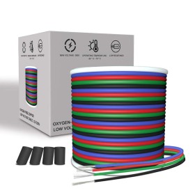 AOTOINK Cable Eléctrico RGB 4x0,32mm², Cable de Extensión LED de Calibre 22 de 20M 4 pines, 22 AWG Alambre para la Tira LED RGB