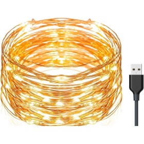 Exporee 20m Luces LED de Cadena 200 Leds USB Powered, Luces de Alambre de Cobre de Hadas Impermeables para Valla Patio Jardín