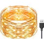 Exporee 20m Luces LED de Cadena 200 Leds USB Powered, Luces de Alambre de Cobre de Hadas Impermeables para Valla Patio Jardín
