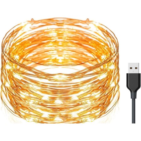 Exporee 20m Luces LED de Cadena 200 Leds USB Powered, Luces de Alambre de Cobre de Hadas Impermeables para Valla Patio Jardín
