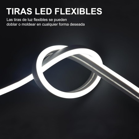 EXTRASTAR Tira de Luz LED de Neón, Luz Blanca Fría, 12V, Cable 5M, 120 LED, Impermeable IP65, 8.5W/M, No Regulable, Tira de LED
