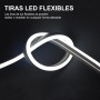 EXTRASTAR Tira de Luz LED de Neón, Luz Blanca Fría, 12V, Cable 5M, 120 LED, Impermeable IP65, 8.5W/M, No Regulable, Tira de LED