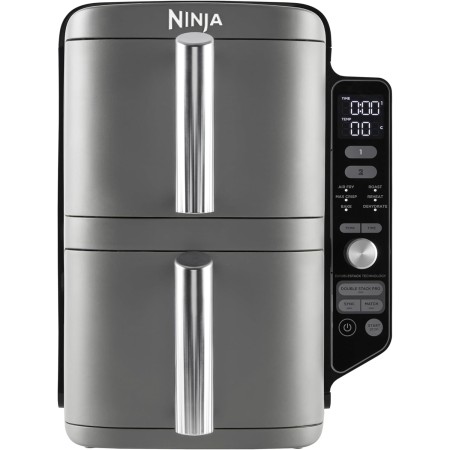 Ninja Double Stack XL Freidora de aire, 9,5 l, Doble cesta vertical, 4 niveles de cocción, 2 cestas y 2 rejillas, diseño para
