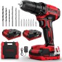 21V Taladro Atornillador a Bateria - Sundpey Taladro Electrico 45Nm con 2 Baterías de 2000mAh, 18+1 Ajustes de Torque, 2