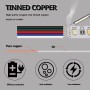 AOTOINK 30M 5x0.32mm² Cable de Extensión LED RGBW, Calibre 22 Cable de 5 Núcleos, 12 V CC 22 AWG con 10 Conectores para Tiras