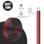 ADNEWX® 20 m 2 Pin 22AWG Rojo y Negro Cable de extensión de PVC LED Cable de 12 V es común en luminarias/LED Strip y cableado