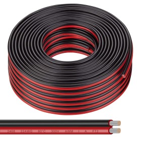 ADNEWX® 20 m 2 Pin 22AWG Rojo y Negro Cable de extensión de PVC LED Cable de 12 V es común en luminarias/LED Strip y cableado