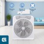 Grunkel - Ventilador de suelo potente y ligero - BOX FAN - Circulador de aire con temporizador de 60 minutos y 3 velocidades.