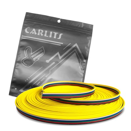 CARLITS 22 AWG 6 pin 6x0.3mm² 20m RGBWW Cable de Extensión Línea Alámbrica Cobre Estañado Trenzado para 6 Colores RGB CCT Tira