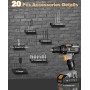 Taladro Atornillador Batería, LEEIKOO Atornillador Electrico 21V, 42N.m con Baterías 2.0Ah, 18+1 Ajuste de Par, 2 Velocidad, LED