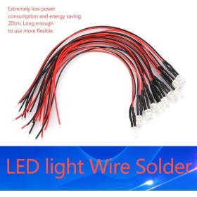 10Pcs 12v 3mm LED Diodo Emisor de Luz Cable Multicolor Luz LED Cable de Ahorro de Energía Diodo Emisor de Luz Cableado 20cm