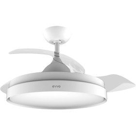 EVVO Ventilador de Techo con Aspas Rectráctiles y Luz, Ø107cm, 3 Aspas, Motor DC 40W, 6 Velocidades, Temporizador hasta 4h,