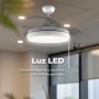 EVVO Ventilador de Techo con Aspas Rectráctiles y Luz, Ø107cm, 3 Aspas, Motor DC 40W, 6 Velocidades, Temporizador hasta 4h,