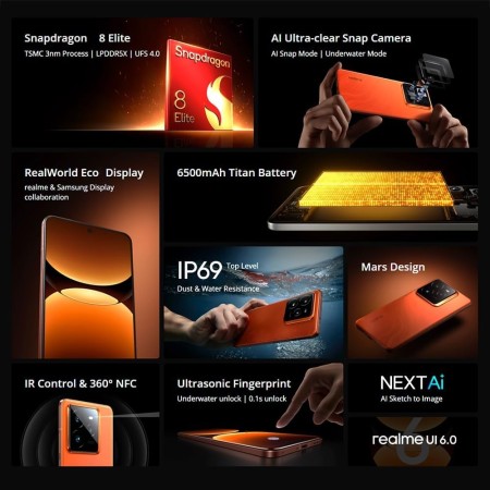 realme GT 7 Pro Smartphone 5G，12GB+512GB Telefono Movil,Snapdragon 8 Elite, 6,78" 120Hz Pantalla RealWorld Eco,50 MP Cámara
