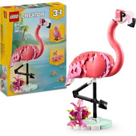 LEGO Creator 3 en 1 Fauna Salvaje: Flamenco Rosa Transformable en Cacatúa o Ajolote de Juguete, Juego con Figuras Articuladas de