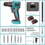 Brushless Taladro Percutor a Bateria 21V, Taladro Atornillador Electrico, Taladro Atornillador Batería (2x2.0Ah Baterías, 24