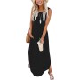 AUSELILY Vestidos Largos Mujer Verano Maxi Sin Mangas Informal Vestido de Playa con Bolsillos
