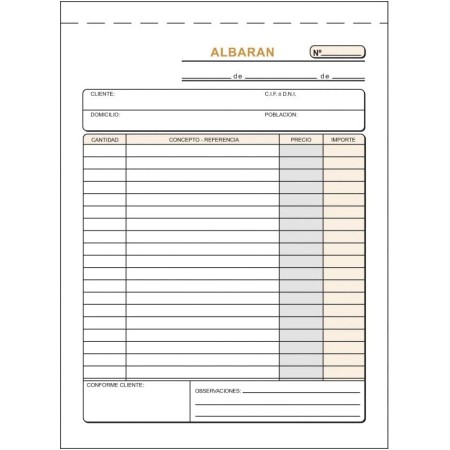 CABLEPELADO Talonario albarán | Libro de albaranes | Original + 1 copia | Encolado + Con matriz de corte | A5 (14.8 ancho x 21