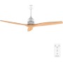 Cecotec Ventilador de Techo EnergySilence Aero 5270 White&BlackWood, Motor DC 40W, Diámetro 132 cm, Mando, Temporizador, 6