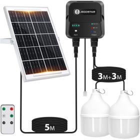 Aigostar- Luz LED Solar Exterior 70W, con Mando a Distancia y Caja de Almacenamiento de Energía, Cable de 11M, IP65 Impermeable,