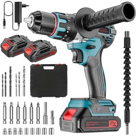 Brushless Taladro Percutor a Bateria 21V, Taladro Atornillador Electrico, Taladro Atornillador Batería Inalámbrico