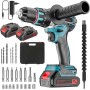 Brushless Taladro Percutor a Bateria 21V, Taladro Atornillador Electrico, Taladro Atornillador Batería Inalámbrico