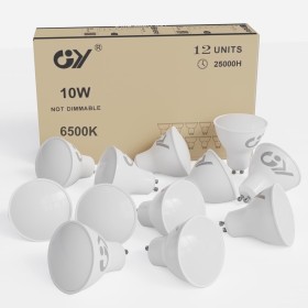 GY 12 bombillas LED GU10, 10 vatios (equivalente a 100 vatios), 1100 lúmenes, 6500K blanco frio, se pueden usar para iluminación