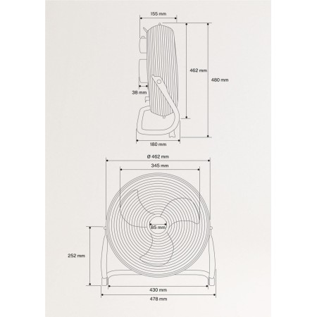 CREATE / AIR FLOOR RETRO/Ventilador industrial de suelo Negro/Ventilador 16 pulgadas,flujo de aire potente, 3