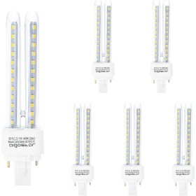 Aigostar Pack de 5 Bombillas LED PLC 2U, tubo de 11W Maiz G24d-3, 2 Pines, Luz fría 6500K, 1070Lm, No regulable