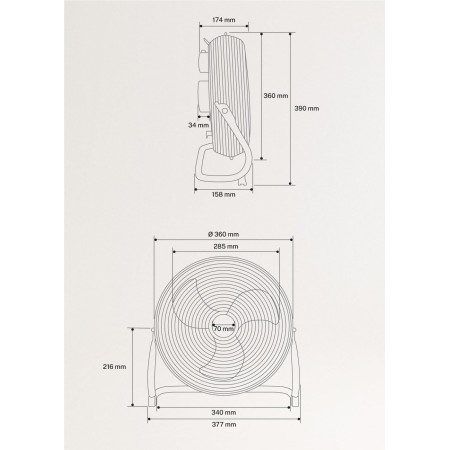 CREATE / AIR FLOOR RETRO/Ventilador industrial de suelo Arena/Ventilador 16 pulgadas,flujo de aire potente, 3