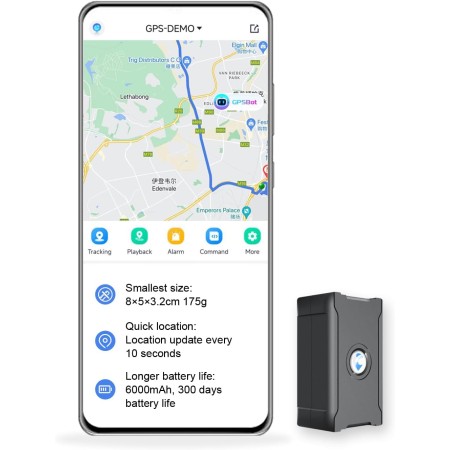 Localizador GPS para Coches, Motos y Perros, 90 Días en Espera 6000mAh, Alarma Antirrobo, Seguimiento Global en Tiempo Real -