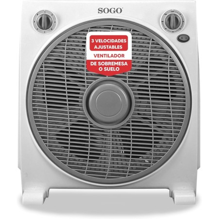 SOGO Ventilador Rotatorio Box-Fan 12" Con Rejilla Giratoria Multidireccional - Ventilador De Bajo Ruido Con Temporizador - 3