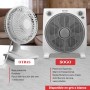 SOGO Ventilador Rotatorio Box-Fan 12" Con Rejilla Giratoria Multidireccional - Ventilador De Bajo Ruido Con Temporizador - 3