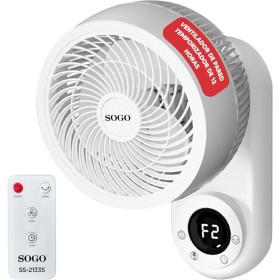 SOGO Ventilador de Pared Oscilante - Función de Circulación Vórtice - Mando a Distancia y Temporizador de 12h - Motor Silencioso