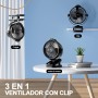 Mini Ventilador de Mesa Pinza USB Portatil, 8000mAh Recargable, 5 Velocidades, Control Remoto,Pantalla LED, Rotación de 360°