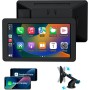 Pantalla Coche, 9" Pantalla Carplay Coche para Apple y Android con HD 1080P Cámara Trasera y Delantera, Navegación GPS,
