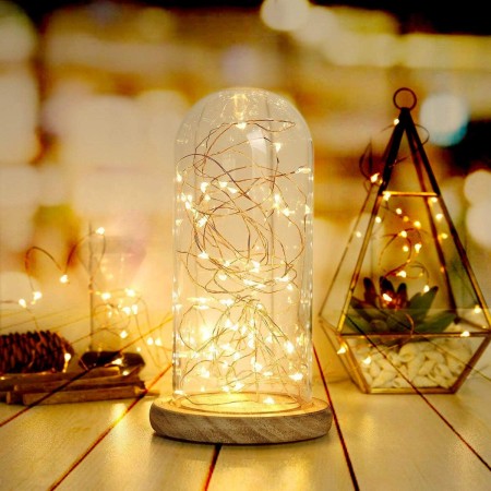 BXROIU Guirnaldas de luces a pilas,3 modos y temporizador,alambre plateado cadenas de 5 metros 50 LEDs,para decorar dormitorios,