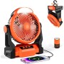 Dreamhigh® 15000mAh Camping Ventilador con Lámpara LED, Ventilador Recargable Portátil, 3 Velocidades, Rotación de 270°,