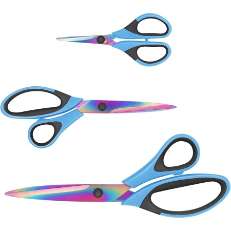 Tijeras afiladas de titanio, mango de agarre suave, juego de 3 tijeras multiusos adecuadas para uso familiar, oficina y escuela,