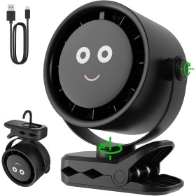 HiLUNDA Ventilador de Mesa Portatil USB Recargable - 4000mAh Ventiladores Pequeño con Clip/Gancho,5 Velocidades,360°